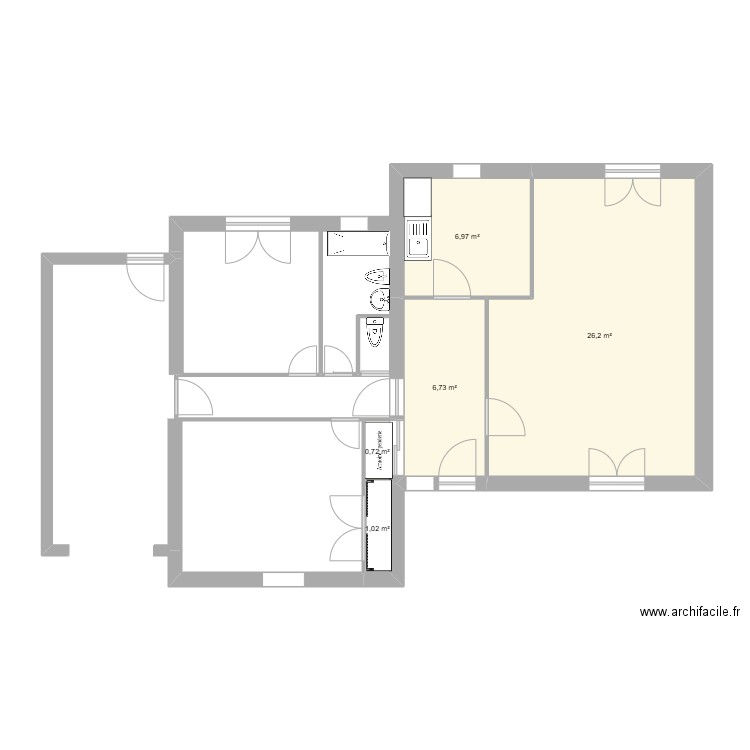 Plan 2. Plan de 5 pièces et 42 m2