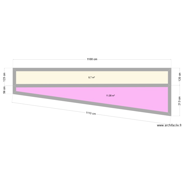 Bassin. Plan de 2 pièces et 21 m2