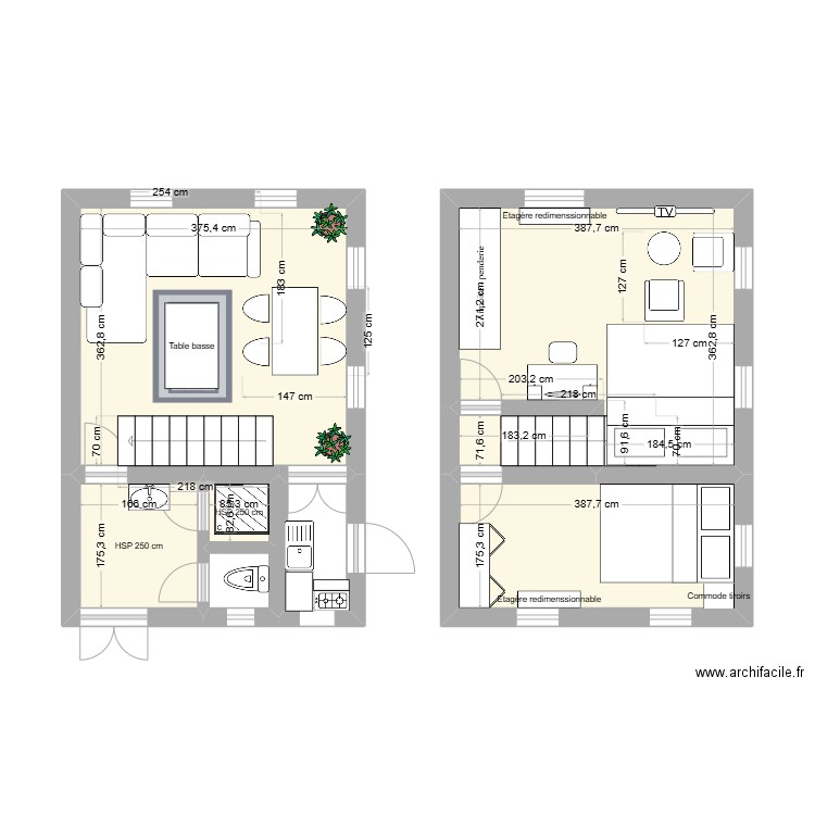 Home Ampitatafika. Plan de 6 pièces et 38 m2