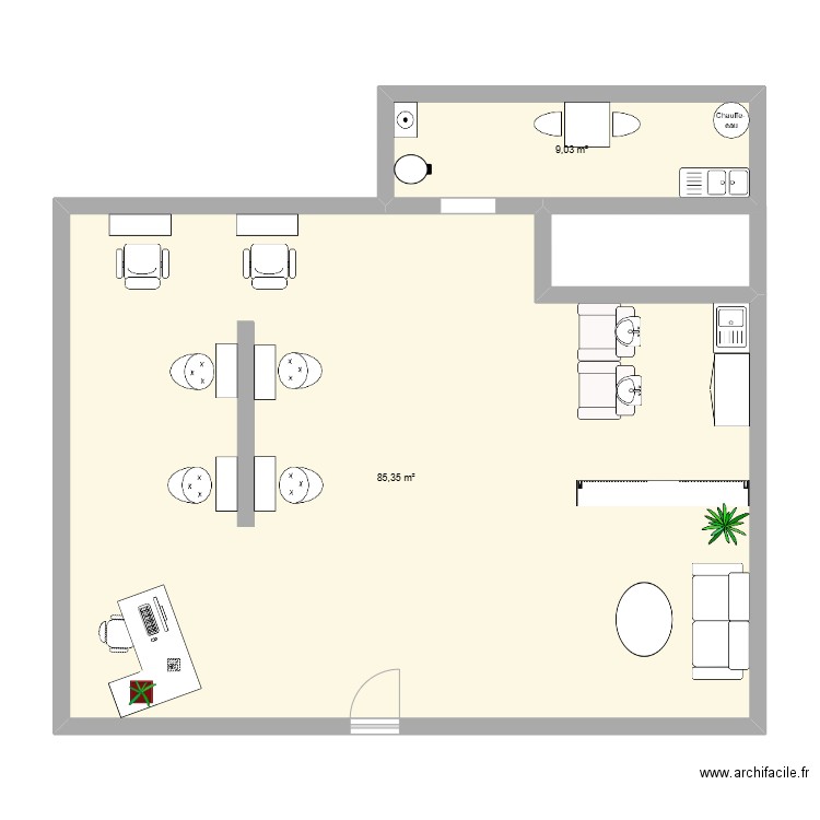 PLANSALON. Plan de 2 pièces et 94 m2