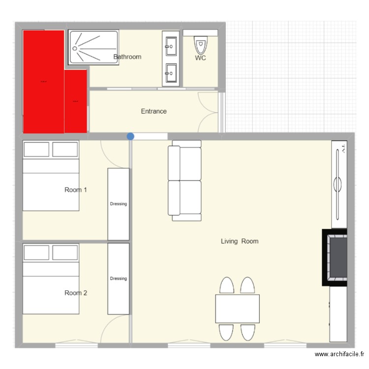 family twins bedrooms. Plan de 0 pièce et 0 m2