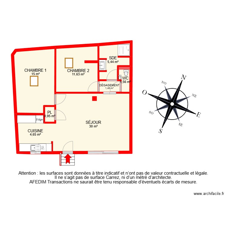 BI26255-. Plan de 8 pièces et 71 m2