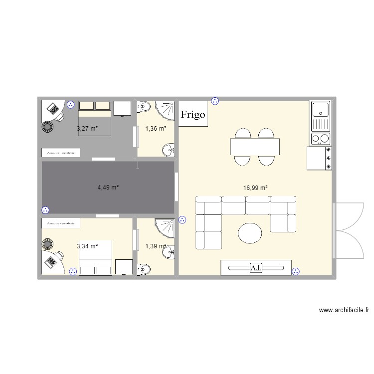 essai. Plan de 6 pièces et 31 m2