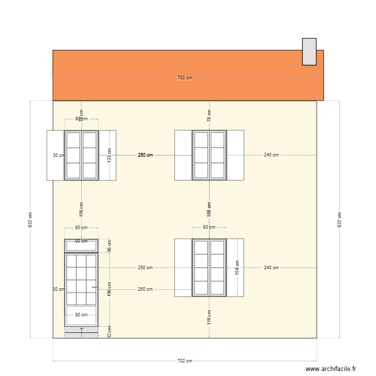 DP4 facade 1. Plan de 1 pièce et 44 m2