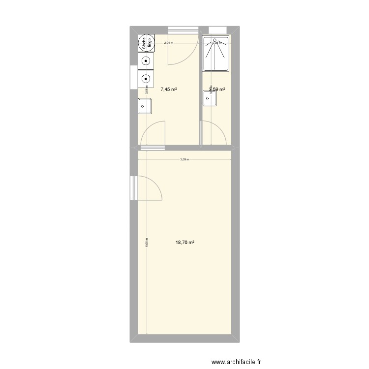 Garage. Plan de 3 pièces et 30 m2