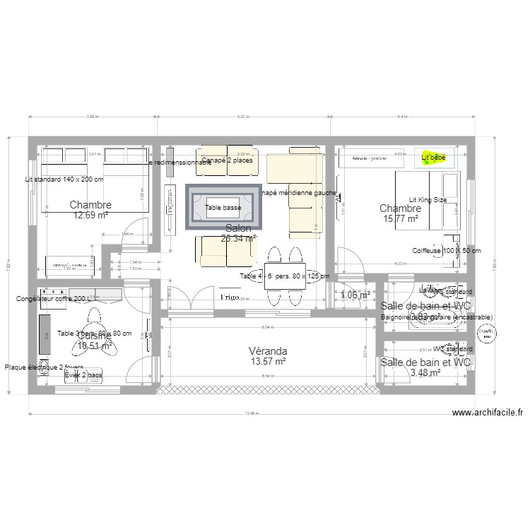 PLAN ALPHA. Plan de 8 pièces et 87 m2