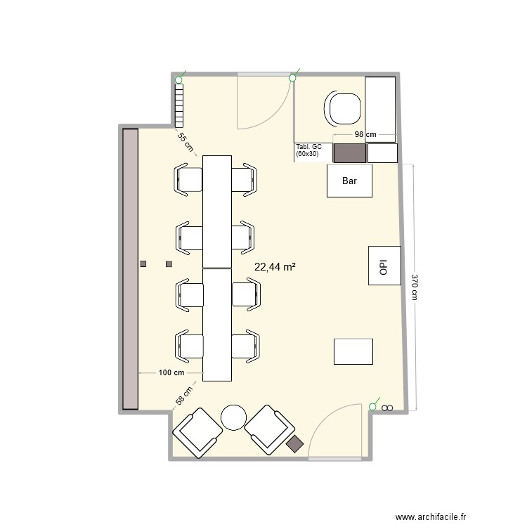 NB1 2025. Plan de 1 pièce et 22 m2