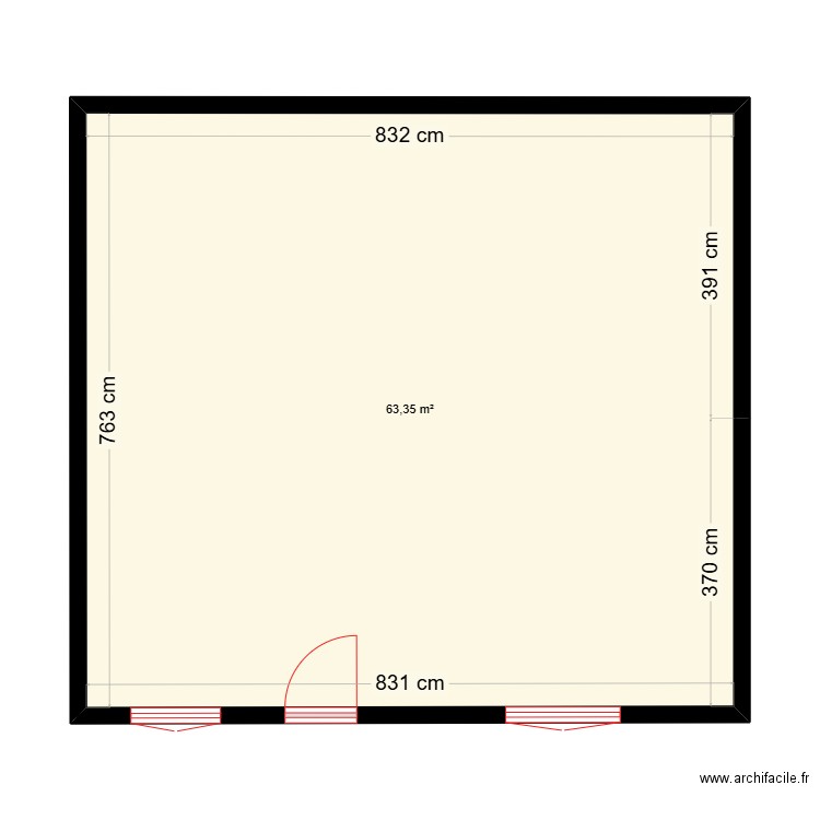 maisonnette plan HX 1. Plan de 1 pièce et 63 m2