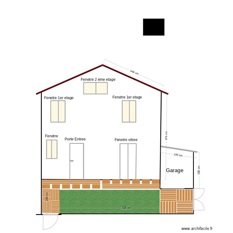 Maison. Plan de 9 pièces et 38 m2