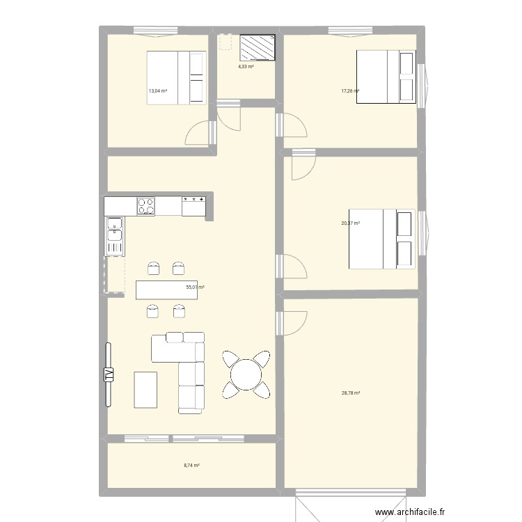 Villa ambounadamna. Plan de 7 pièces et 148 m2