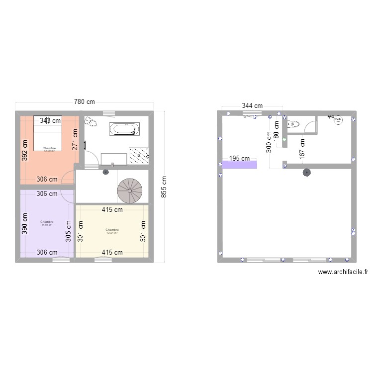 maison. Plan de 3 pièces et 37 m2