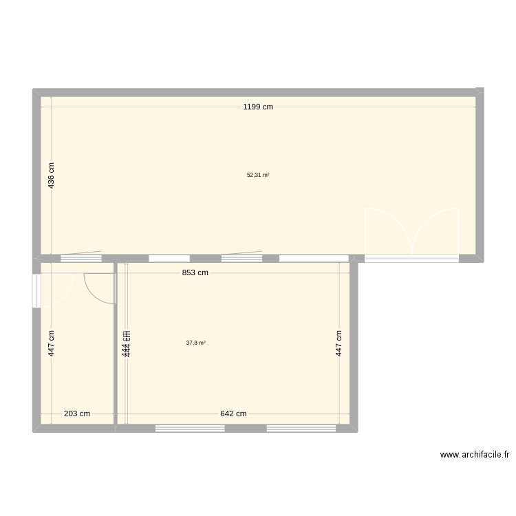 juju3. Plan de 2 pièces et 90 m2