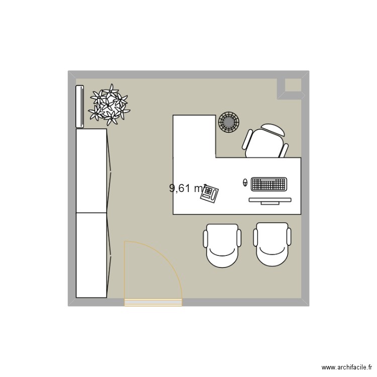 BUREAU. Plan de 1 pièce et 10 m2