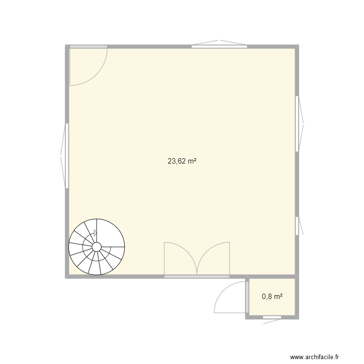 chalet. Plan de 2 pièces et 24 m2