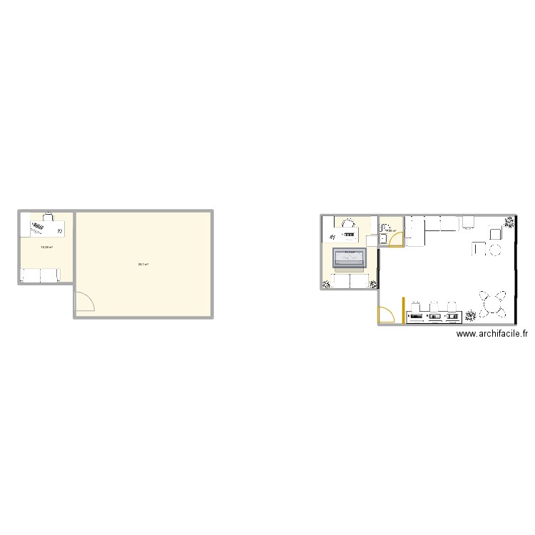 Bureau. Plan de 4 pièces et 63 m2