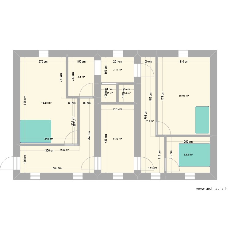 1er . Plan de 10 pièces et 72 m2