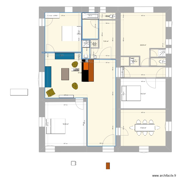 Chalet - Projet Cheminee - salon actuel. Plan de 9 pièces et 160 m2