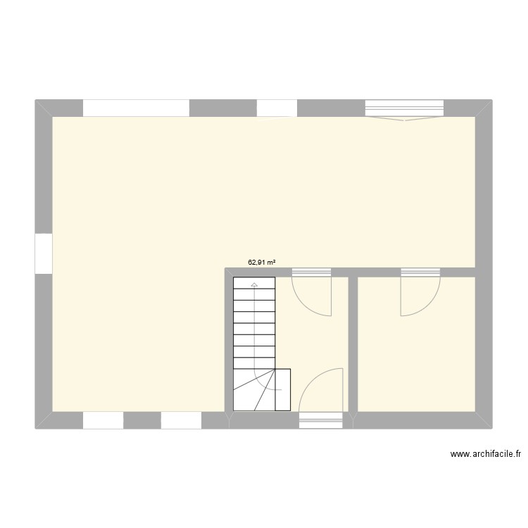 rez de chaussée. Plan de 1 pièce et 63 m2