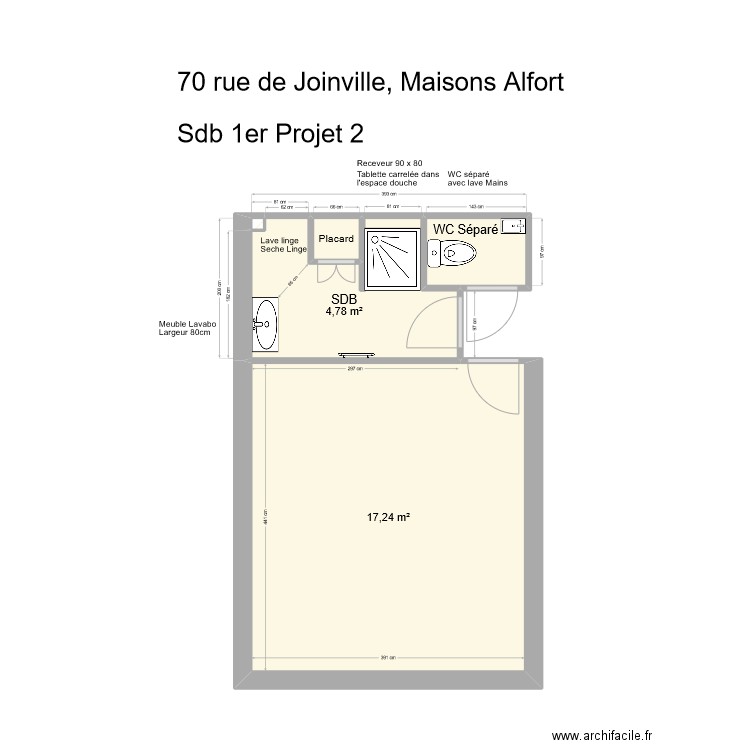 70 Joinville SDB Projet 2. Plan de 5 pièces et 24 m2