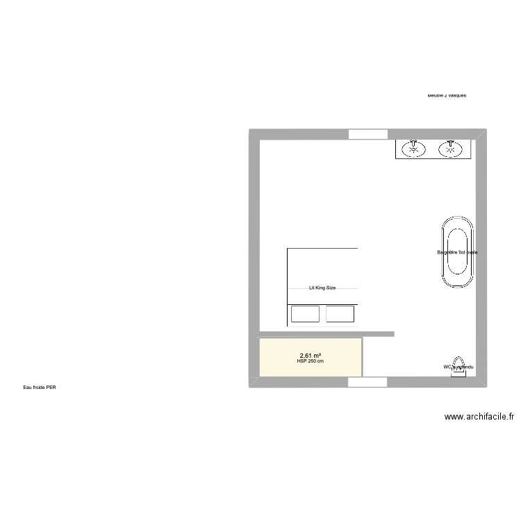 1er etage INTERIEUR chauffage sol. Plan de 6 pièces et 57 m2