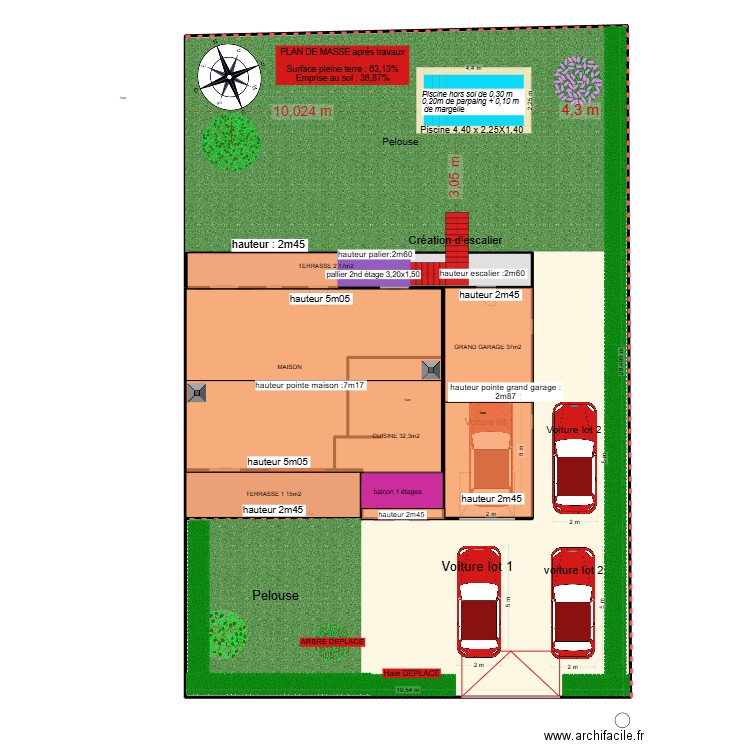 PLAN RDC MODIFIE. Plan de 6 pièces et 566 m2