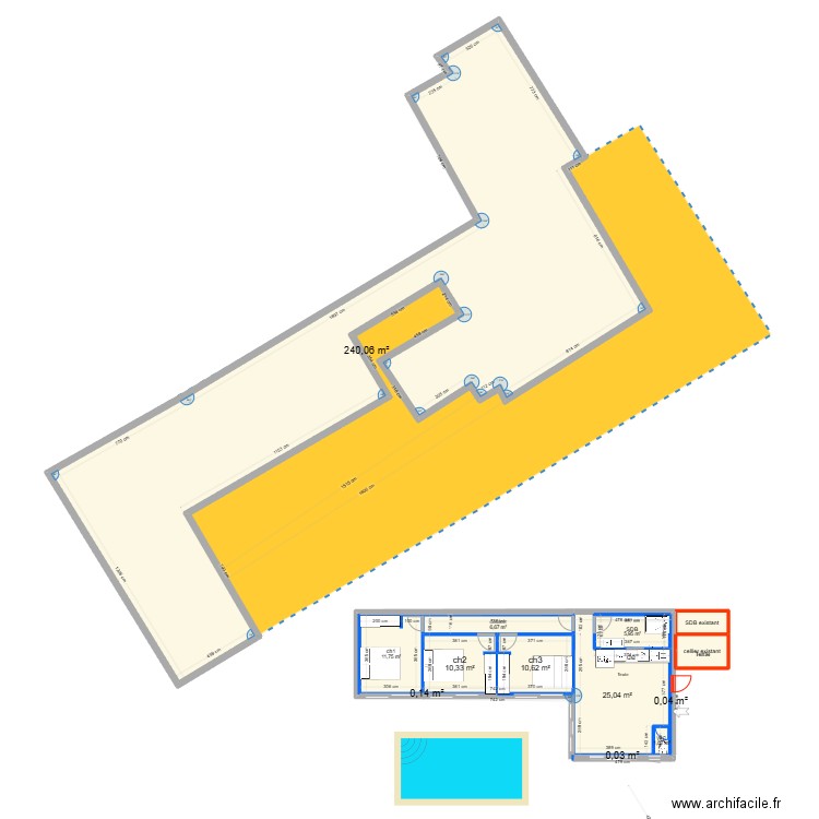 EXTENSION TAUSSAT 4. Plan de 13 pièces et 319 m2