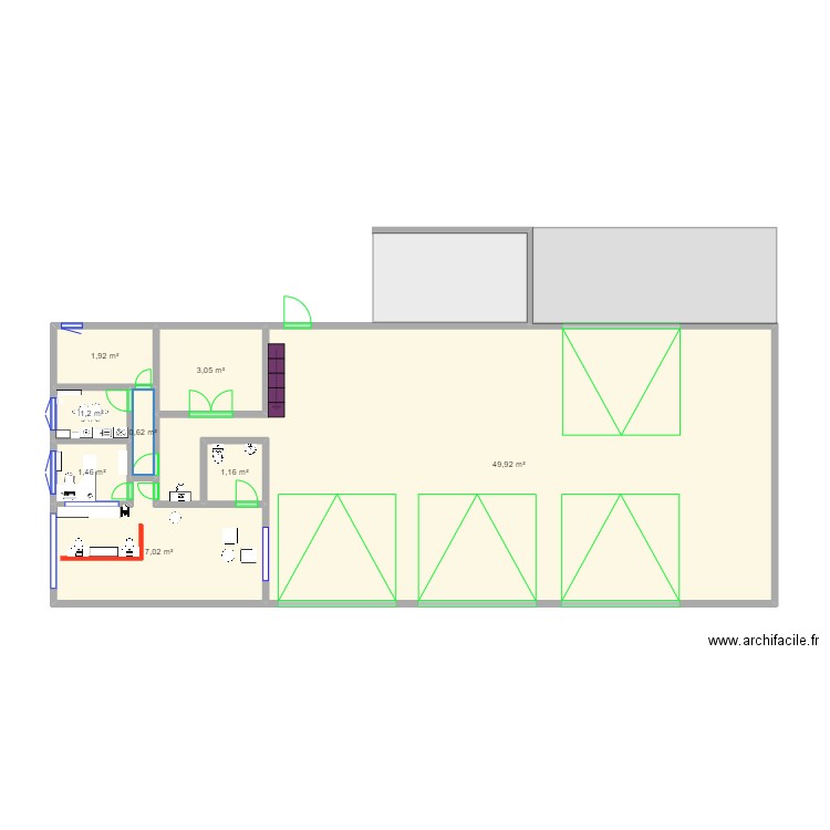 jl auto49. Plan de 8 pièces et 66 m2