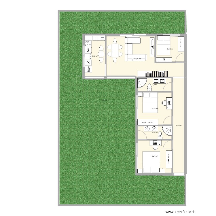 Maison Jurée . Plan de 8 pièces et 69 m2