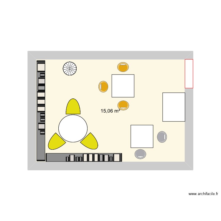 Librairie . Plan de 1 pièce et 15 m2