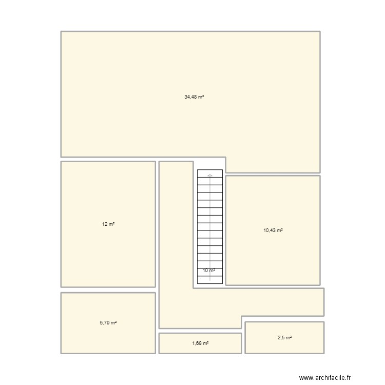 rdc. Plan de 7 pièces et 77 m2