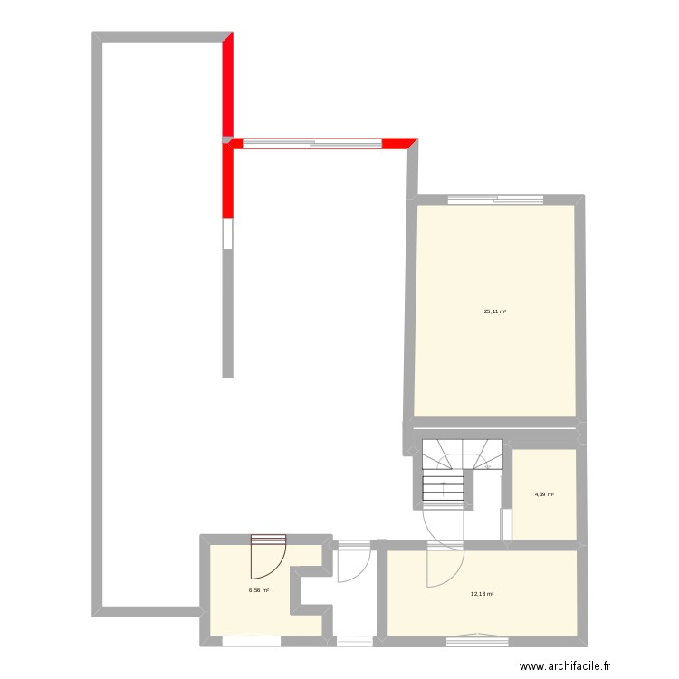 pla. Plan de 4 pièces et 48 m2