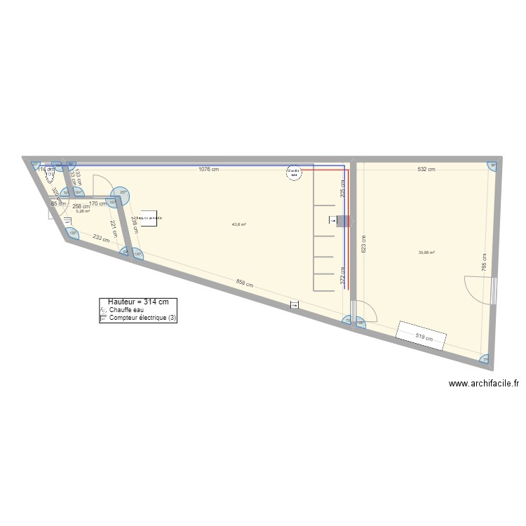 laverie merignac après. Plan de 3 pièces et 85 m2