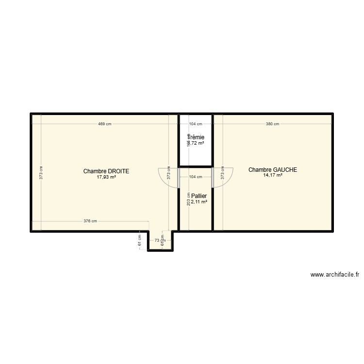 PLET ETAGE. Plan de 4 pièces et 36 m2