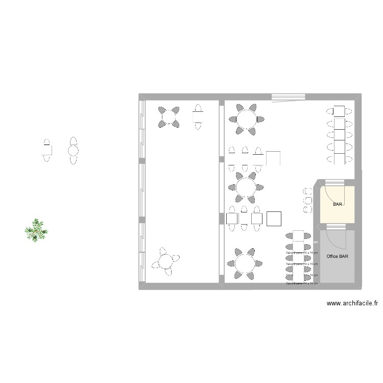 SALLE RESTAURANT LPN. Plan de 2 pièces et 6 m2