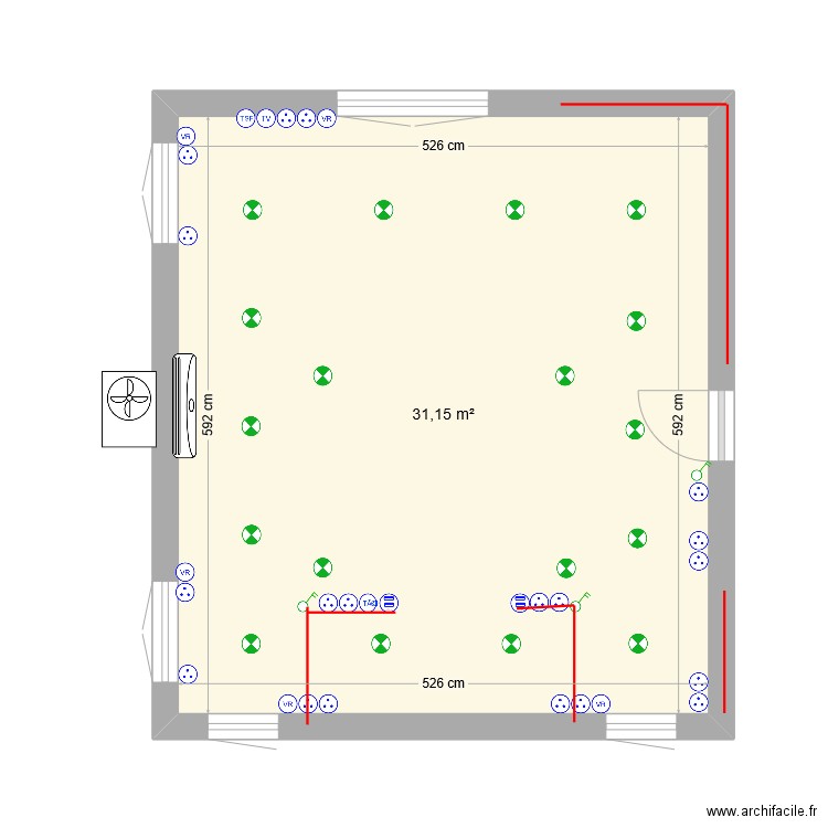 suite parentale etage. Plan de 1 pièce et 31 m2