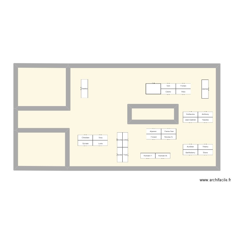 Réagencement plateau NW V2. Plan de 4 pièces et 78 m2