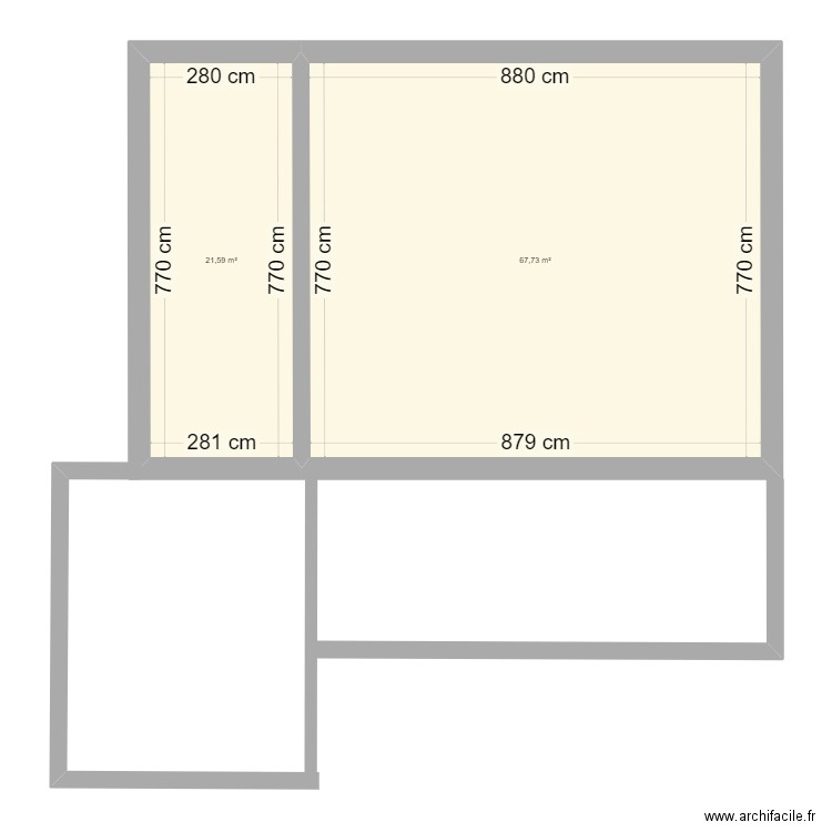 Maison Ghislaine. Plan de 2 pièces et 89 m2