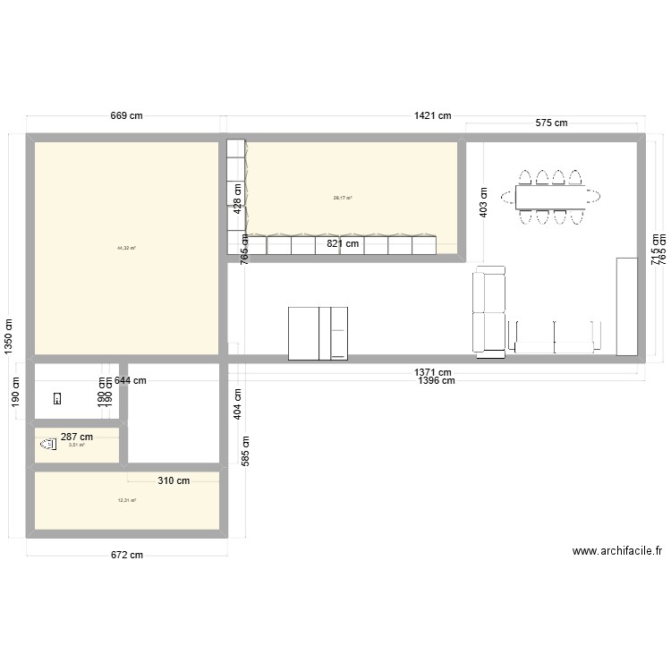 Luthre maison. Plan de 4 pièces et 89 m2