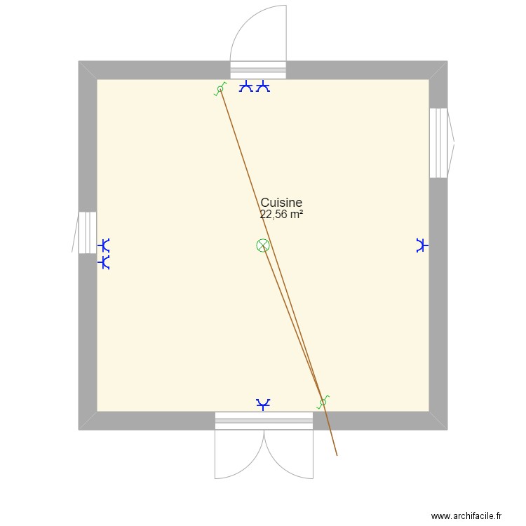 Test. Plan de 1 pièce et 23 m2