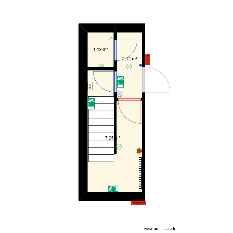 Parties communes - cordonnerie. Plan de 3 pièces et 11 m2