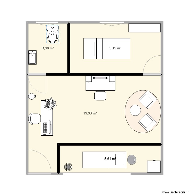 Plan institutZenhouse. Plan de 4 pièces et 39 m2