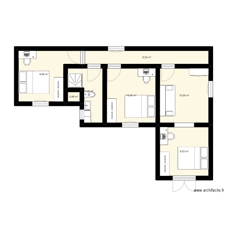 5ch gayet etage v1. Plan de 7 pièces et 51 m2