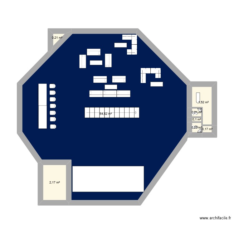 pavillon. Plan de 8 pièces et 59 m2