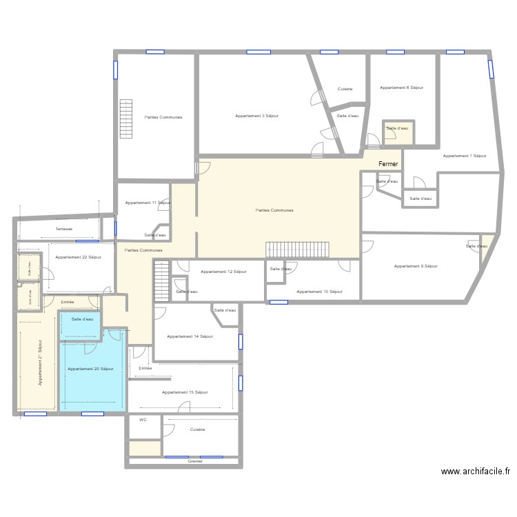 gex plan 5. Plan de 35 pièces et 565 m2