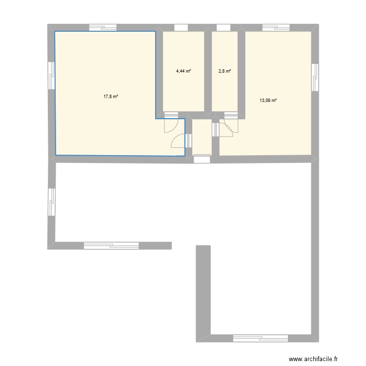 plan maison. Plan de 4 pièces et 38 m2