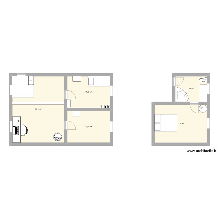 Saint Maximin. Plan de 5 pièces et 78 m2