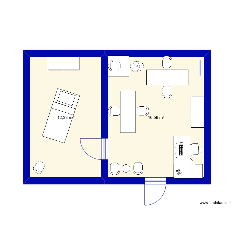 Plan Rachel. Plan de 2 pièces et 29 m2