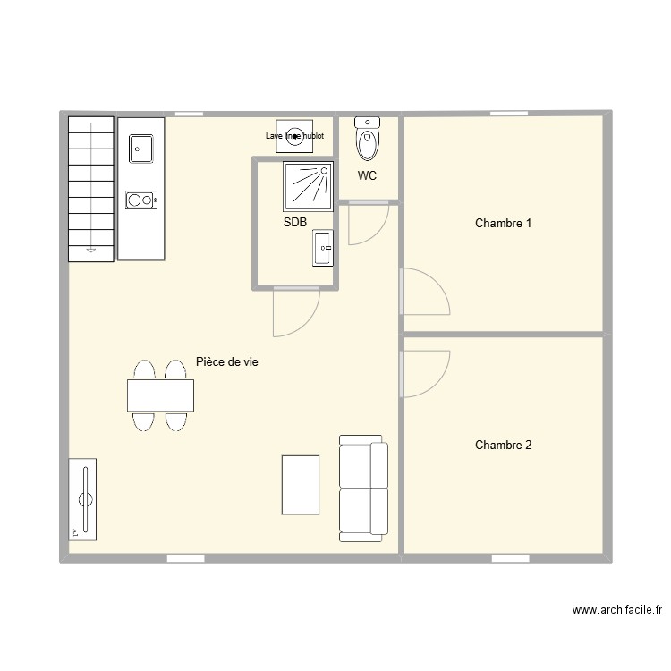  KERBOUL 1. Plan de 6 pièces et 56 m2