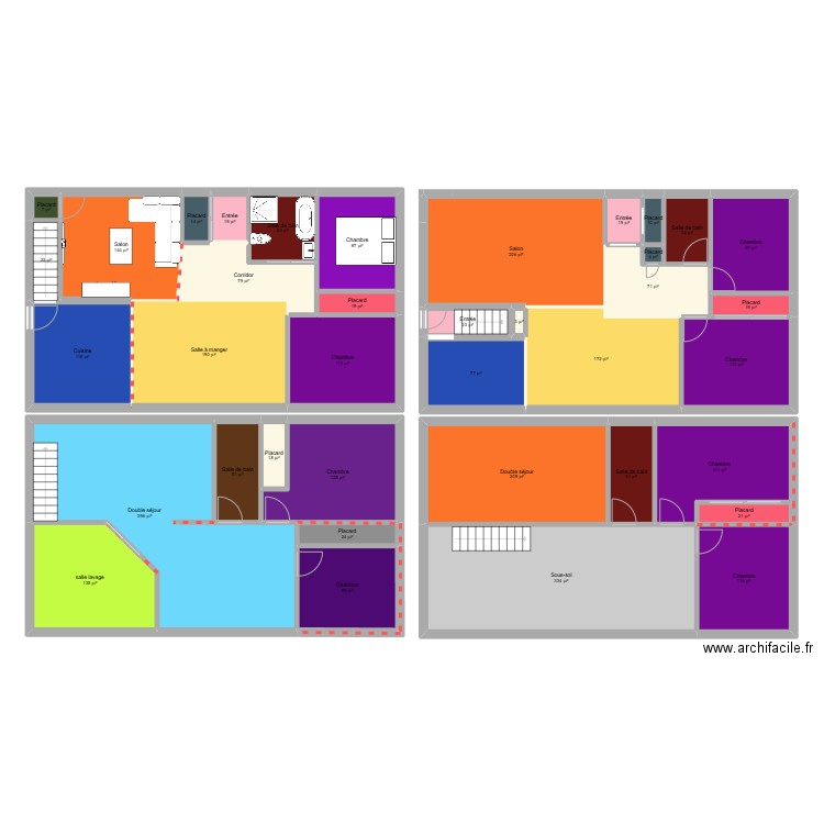 381 falaise. Plan de 38 pièces et 319 m2