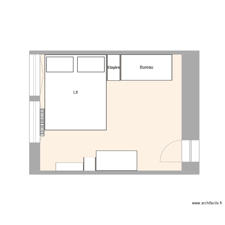 Chambre actuelle. Plan de 1 pièce et 14 m2